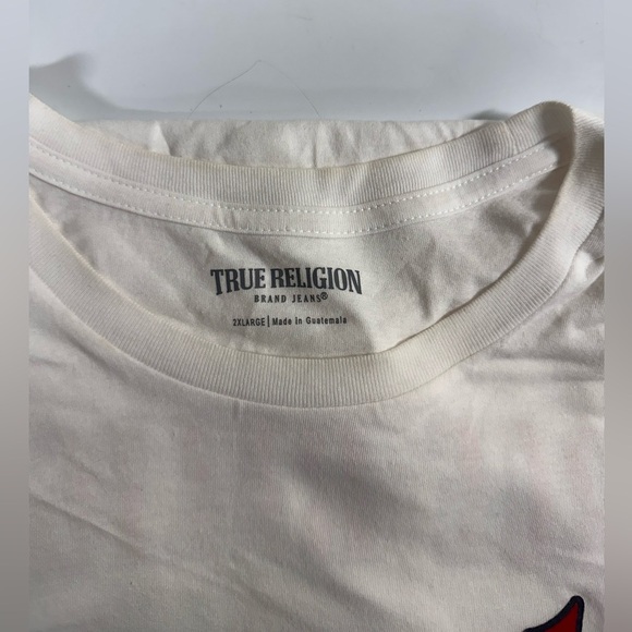 True Religion Men’s 2XL White T-Shirt Red Horseshoe Logo Buddha Graphic - Picture 4 of 4